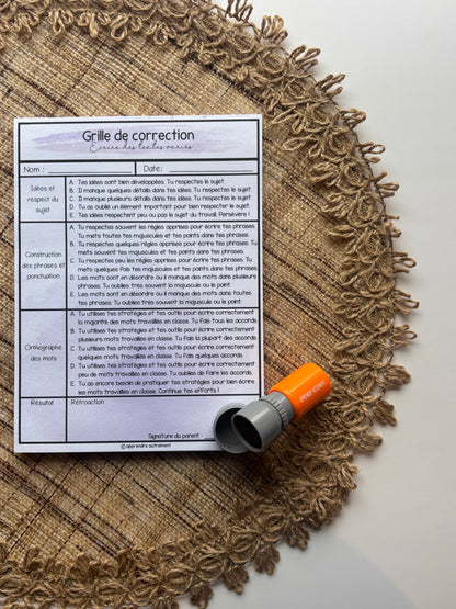 Grille de correction écriture - 1er cycle